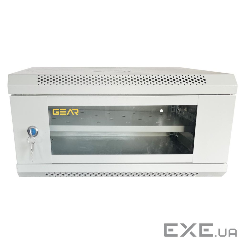 Шафа настінна GEAR 4U 19" 600x600x240 мм, + полка 19", grey (GWMSN-4U-600-600G)