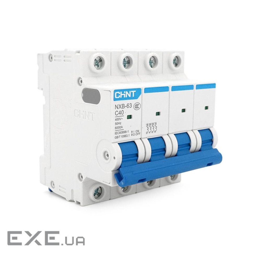 Автоматичний вимикач CHNT NXB-63 4P C40, 40A (NXB-63-4P-C40)