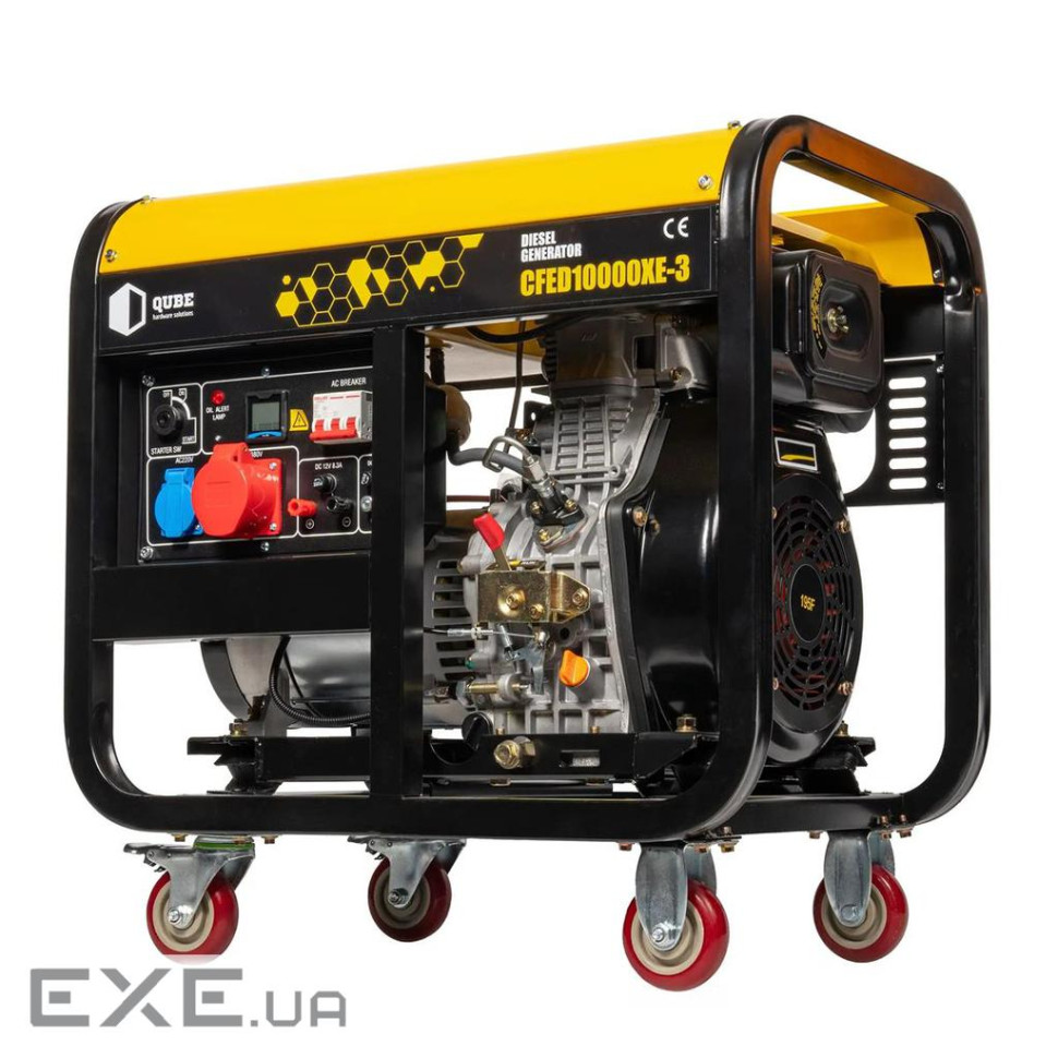 Генератор дизельний Qube QFED10000XE-3 3-phase, 8.1kW 8.8kW, 220V/380V, 12.5L, Ел. Старт