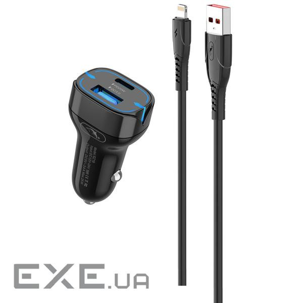 Автомобільний зарядний пристрій SkyDolphin SZ19L PD 20W + QC3.0 20W Black (AZP-000103) + кабель Li