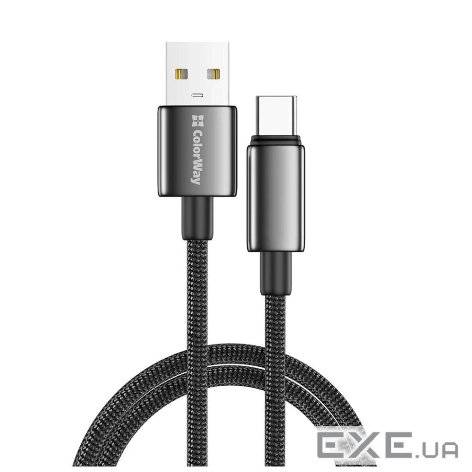 Дата кабель USB 2.0 AM to USB-C 2.0m 3A zinc alloy braided black ColorWay (CW-CBUC099-BK)