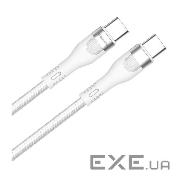 Дата кабель USB-C to USB-C 1.0m (PD Fast Charging 240W) 5А white ColorWay (CW-CBPDCC065-WT)