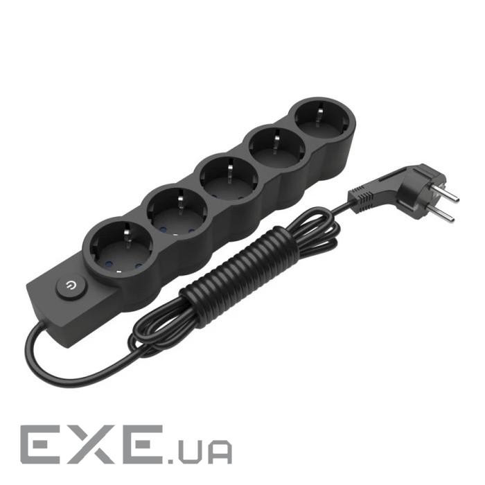 Удлинитель блочный (PP) Electrum 5 розеток 3 м с выключателем и заземлением Black (C-ES-1548)
