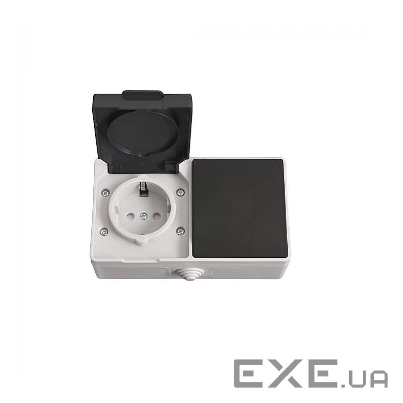 Розетка с выключателем ELM OSW-10EC с заземлением и защитной крышкой (41-0042)
