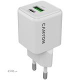 Зарядний пристрій Canyon CU20AC GaN 20W 1xPD 1xQC EU White (CNS-CUW20AC)