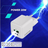 Зарядний пристрій Canyon CU20AC GaN 20W 1xPD 1xQC EU White (CNS-CUW20AC)