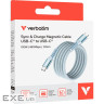 Магнітний кабель живлення та синхронізації Verbatim 100 Вт /USB-C-USB-C /120 см-блакитний (31856)