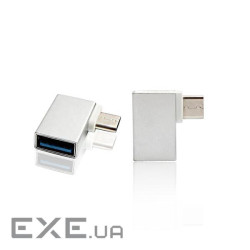 Перехідник обладнання USB Type-C-3.0A M/F,(USB3.0) адаптер OTG 90ё вліво,срібний (62.09.8137-1) (62.09.8137-1)