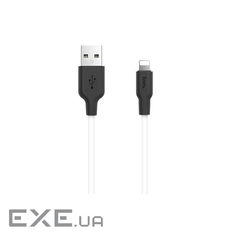 Кабель HOCO X21 USB to iP 2A, 1m, silicone, TPE connectors, Black+White (6957531071365)