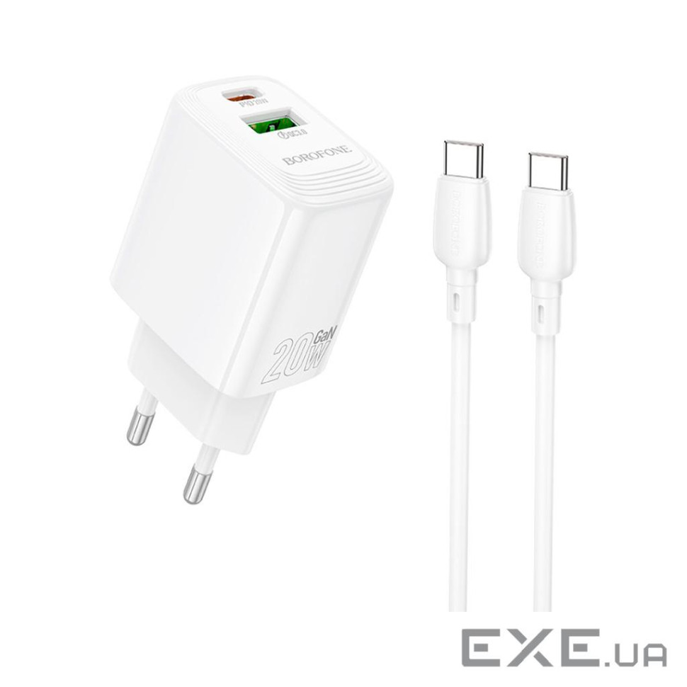 Мережевий зарядний пристрій BOROFONE BN27 Fuente PD20W+QC3.0 charger set (C to C) (E (6941991120282)