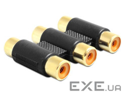 Перехідник аудіо-відео RCA 3x3 F / F, адаптер-сімбіонт Ж-form Gold, чорний (75.01.1871-1)
