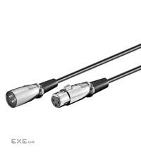 Кабель Goobay аудіо-подовжувач XLR 3p M/F 2.0m,Metal корпус D=5.5mm,чорний (75.05.0705-1)