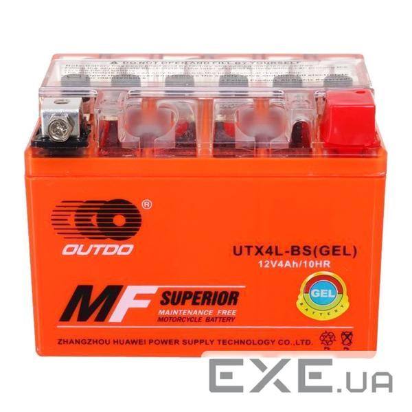 Мотоакумулятор OUTDO (Maxion) UTX4L-BS GEL, 12V 4 Ah (113 х 70 х 85), Orange, Q10