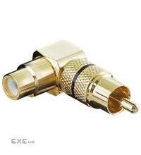 Перехідник аудіо RCA M/ F, адаптер 90 Gold Black Metal, Premium, черный (75.01.1590-100)