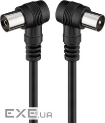 Кабель антенний-підовжувач RF:Coaxial M/F 1.5m,75 Ohm 2x90е D=5.0mm 2xShielded,чорний (75.01.1525-5