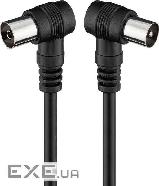 Кабель антенний-підовжувач RF:Coaxial M/F 1.5m,75 Ohm 2x90е D=5.0mm 2xShielded,чорний (75.01.1525-5