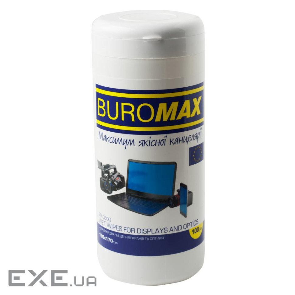Серветки Buromax Wet wipes for DISPLAYS and OPTICS 100pcs, tube (BM.0800)