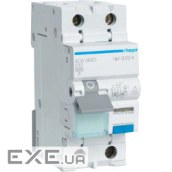 Дифавтомат 1P+N, 6kA, C-10A, 30mA, A Hager ADA960D