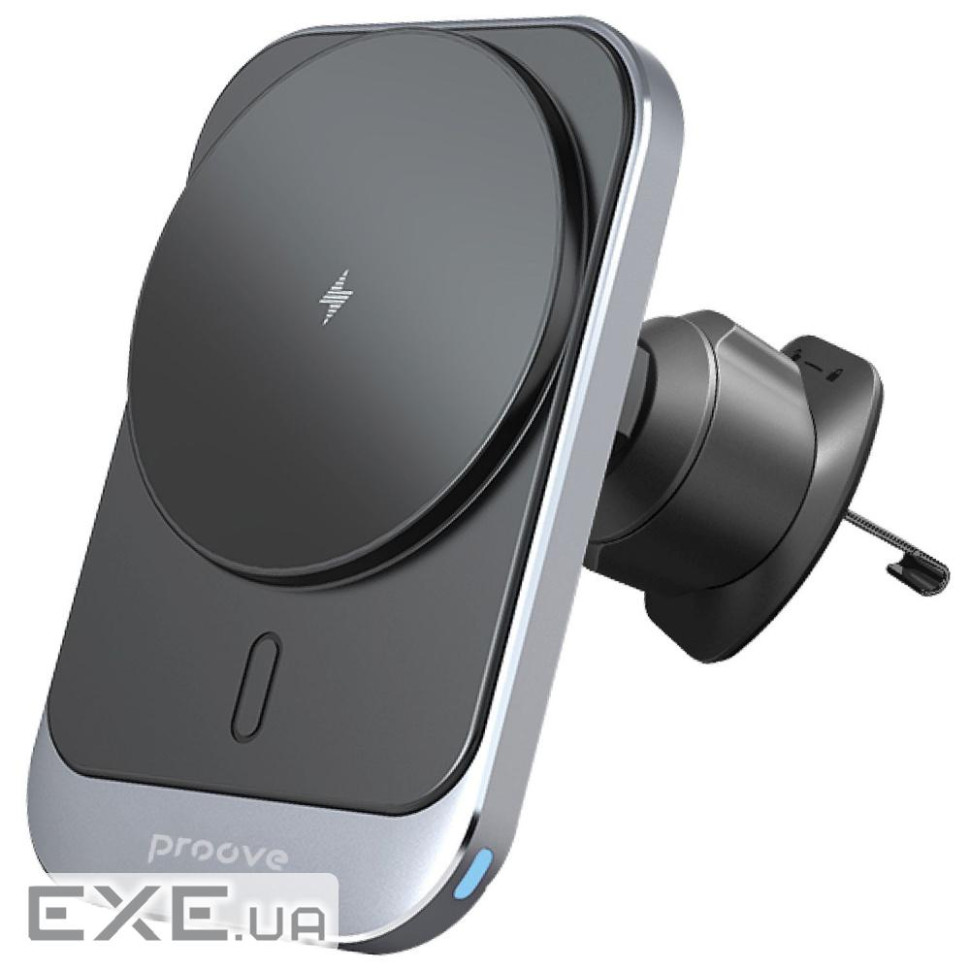 Автоутримувач з бездротовою зарядкою Proove Square Magnetic PRO 15W metal gray (WHSP15010004)