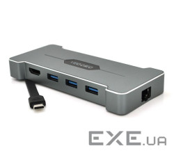 Хаб-конвертор VEGGIEG TC06 Type-C (тато) на Type-C(мама) + USB3.0*3(мама) + HDMI(мама) ) + (TC06 grey)