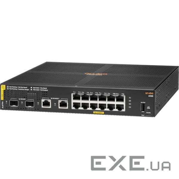 Комутатори ARUBA 6100 12G Class4 PoE 2G/2SFP+ 139W (JL679A)