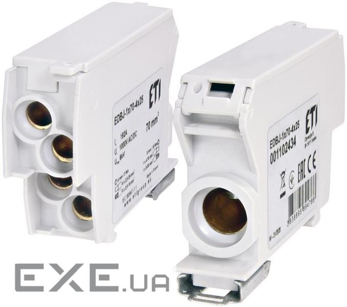 Блок розподільчий ETI, EDBJ-1x70-4x25 (192A, 1000V AC/1500V DC, IN: 1x70, OUT: 4x25, сірий (1102434) (1102434)