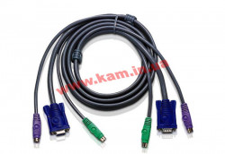 3.0 м. Подовжувач кабелю / шнура для PS / 2 КВМ (1 х HDB-15 Male + 2 х Mini-DIN-6 Male, 1 х (2L-1003P)