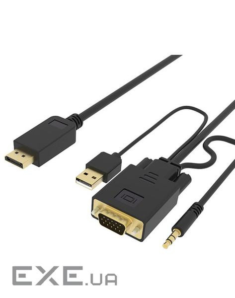 Перехідник моніторний Lucom DisplayPort-VGA HD15 M/M (DP-екран ), 1080p 2.0m (62.09.8237)