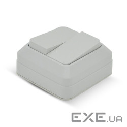 Вимикач подвійний зовнішнього монтажу, White, Q10 (DSO-2S) , White, Q10 (DSO-2S)