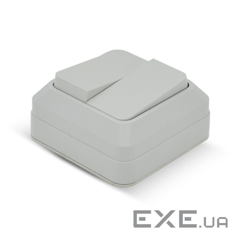 Вимикач подвійний зовнішнього монтажу, White, Q10 (DSO-2S) , White, Q10 (DSO-2S)