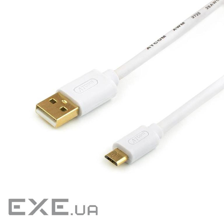 Дата кабель USB 2.0 AM to Micro 5P 1.8m white Atcom (16122)