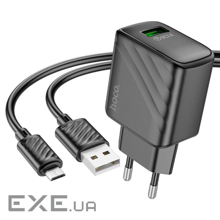 Зарядний пристрій HOCO CS21A Rich USB QC3.0 + cable USB to Micro 5P Black (6942007609890)