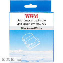 Стрічка для принтера етикеток WWM для Epson LW-400/700 9mm х 8m Black-on-White (WWM-SS9K)
