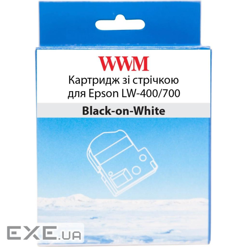 Стрічка для принтера етикеток WWM для Epson LW-400/700 9mm х 8m Black-on-White (WWM-SS9K)