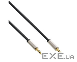 Кабель аудіо-сигнальний Jack 3.5mm 3pin M/M 1.0m,Slim Shielded Metal Gold Cu,чорний (77.09.9211-1) (77.09.9211-1)