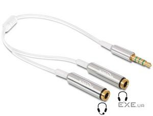 Перехідник аудіо Delock Jack 3.5mm 4pin-3.5mm 3pinx2 M/F,0.25m (L-R)x2 Splitter (70.06.5576-50)