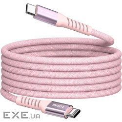 Магнітний кабель живлення та синхронізації Verbatim 100 Вт /USB-C-USB-C /120 см-рожевий (31857)