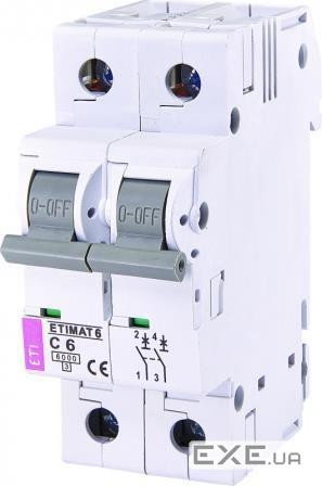 Автоматичний вимикач ETI ETIMAT 6 2p С 6А (6 kA) (2143512)