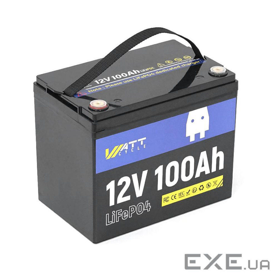Аккумуляторная батарея WattCycle LiFePO4 WT12V100AH10 12,8V 100Ah, 1,28kWh, BMS50A@4 (WT12V100AH100)
