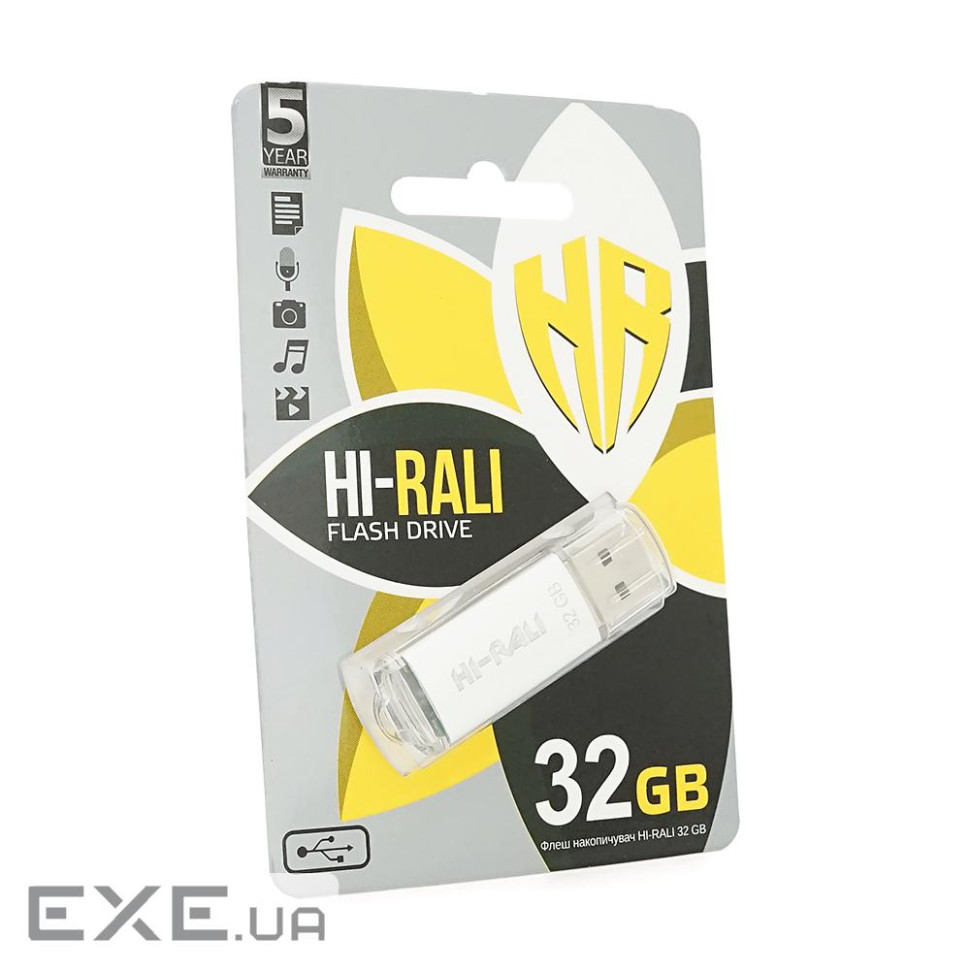 Флеш-накопичувач Hi-Rali Rocket, USB 2.0, 32GB, Metal, Blister (Hi-Rali Rocket / 32)
