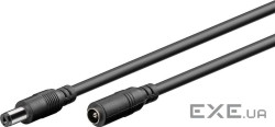 Кабель живлення-підовжувач Jack DC M/F 3.0m,5.5x2.1mm AWG20 D=5.0mm Cu,чорний (75.07.1399-120)