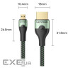 Кабель HDMI M - Micro HDMI M, 2.1 м, V2.0 8K 60Гц Aluminum Alloy Type Green Vention (AGKGH)