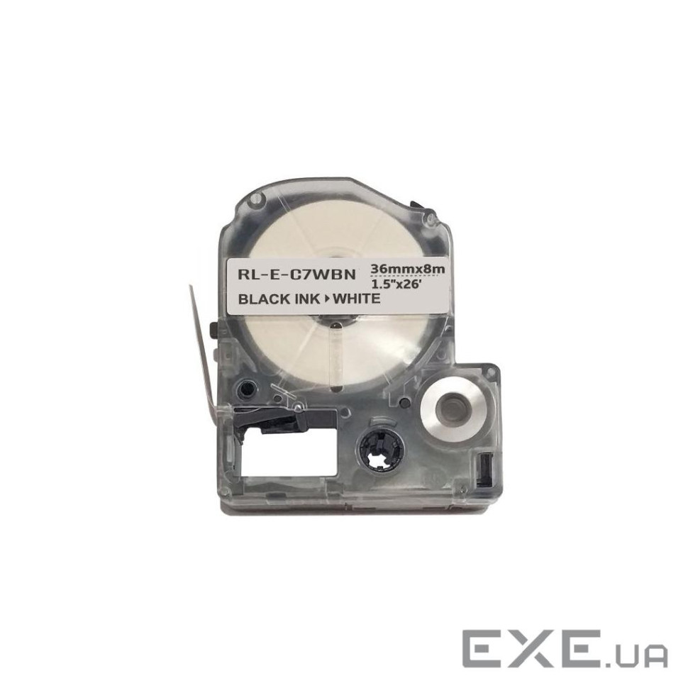 Стрічка для принтера етикеток UKRMARK RL-E-C7WBN-BK/WT, аналог LC7WBN. 36 мм х 8 м (CELC7WBN)