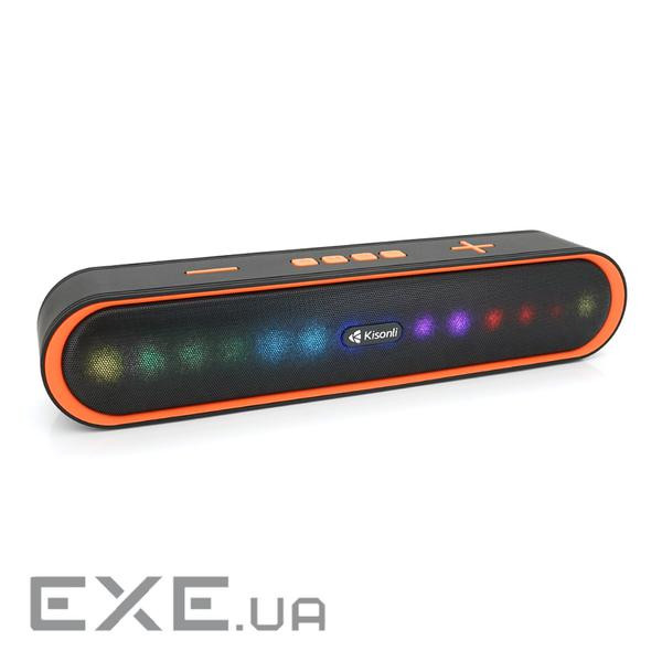 Колонка Kisonli LED-915 Bluetooth 5.0, 2х 5W, 1200mAh, USB / TF / BT / FM / AUX, DC: 5V / 1A, Orange,