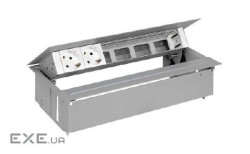 Врізний блок із кришк x6 модул. планка, 2x220В Schuko, 4 порожн. модул, срібний, S400 (45602000-133)