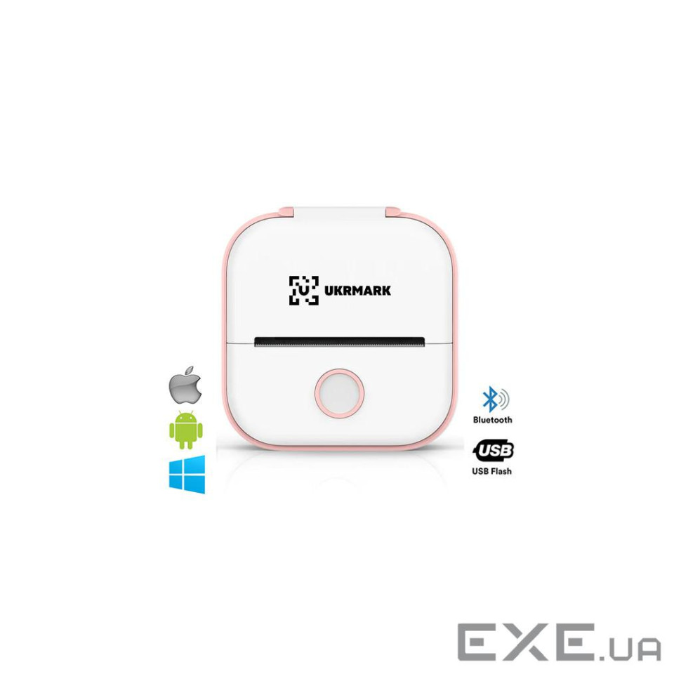 Принтер чеків UKRMARK P02PK Bluetooth, біло-рожевий (900888)