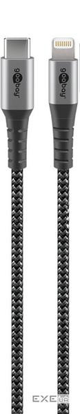 Кабель пристроїв USB Type-C-Lightning M/M 1.0m,(USB2.0) 60W 8Pin MFI Metal Text,сірий (75.04.9271-1 (75.04.9271-1