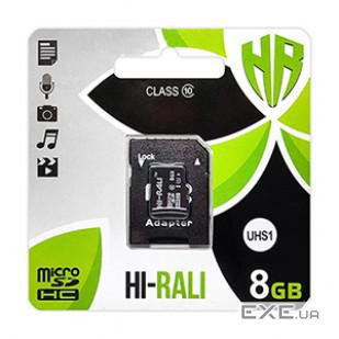 Карта пам'яті HI-RALI micro SDHC (UHS-1) 8GB class 10 (з адаптером ) (HI-8GBSD10U1-01)