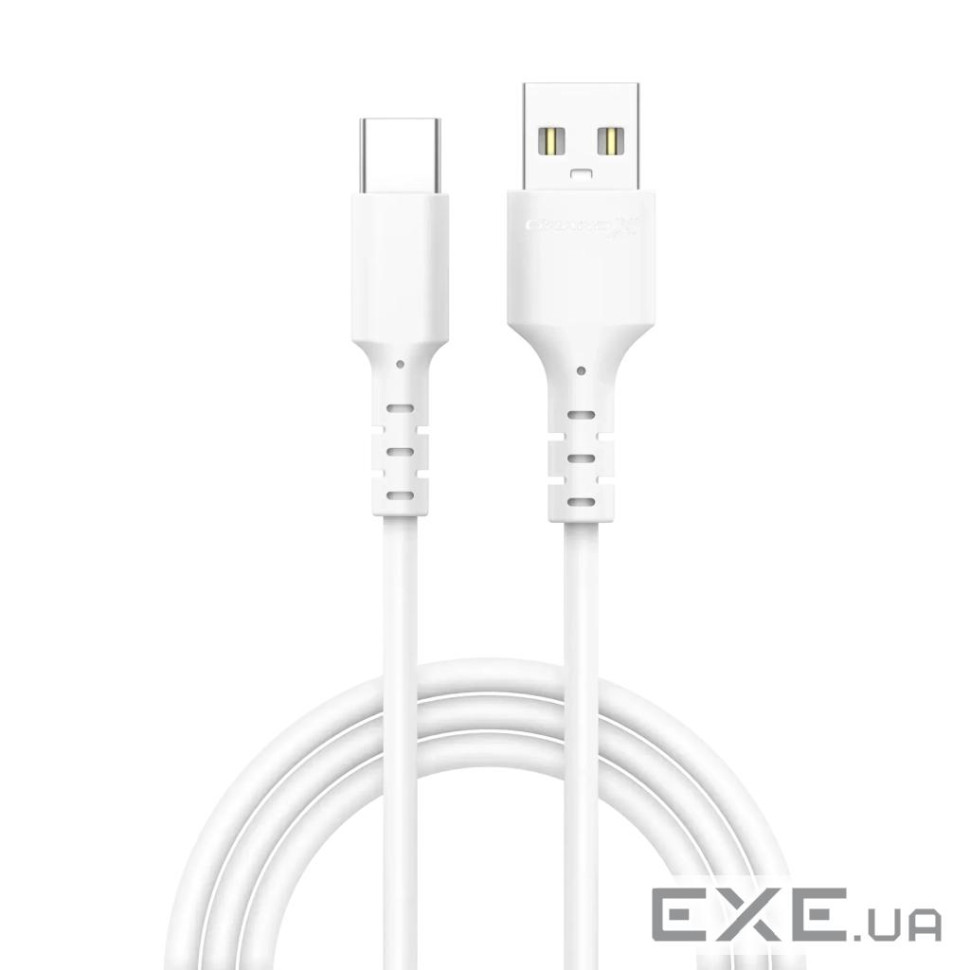 Дата кабель USB 2.0 AM to USB-C 1.0m 3A white Grand-X (PC-05W)