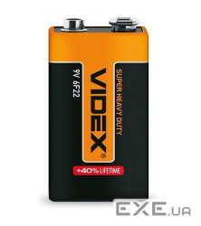 Крона сольова (6F22), Videx Excellent!, 1 шт , 9V, Shrink (22527)